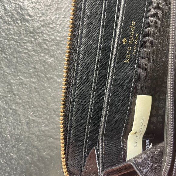 Kate Spade NY, Stacy Laurel Way Printed Check Wallet, Plaid Snap Black Cream - Picture 5 of 7